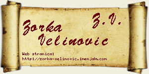 Zorka Velinović vizit kartica